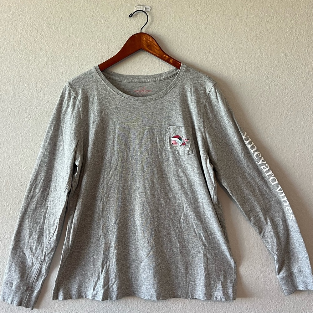 Vineyard Vines Gray Long Sleeve Merry Christmas Shirt